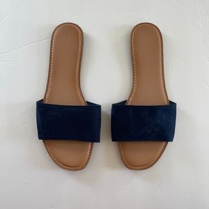 Old Navy Faux Suede Slide Flat Sandals in Navy Blue Size 11